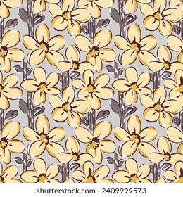 All over vector flower Pattern and Floral Pattern on grey background