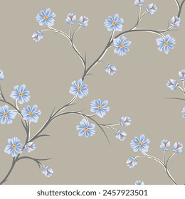 all over vector flower pattern on grey