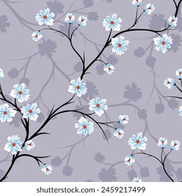 
all over vector flower pattern on grey background