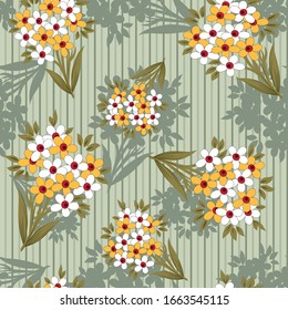 all over vector flowers pattern on green background