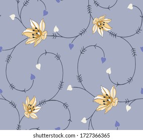 all over vector flowers pattern on grey background