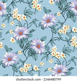 all over vector flowers pattern on grey background