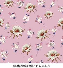 todo sobre flores vectoriales con pequeños motivos florales sobre fondo rosa