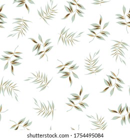 all over vector green leaf pattern of white