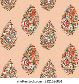 all over vector motif paisley pattern on brown background