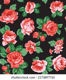 todo sobre el patrón de flor roja vectorial en negro