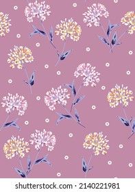 all over vector small flower pattern on pink background