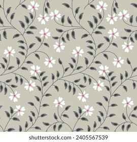 all over vector small flower pattern on grey background