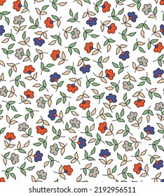 En todo el vector pequeño patrón de flores y patrón floral sobre fondo blanco