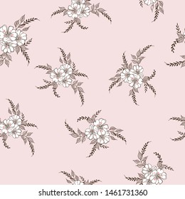 all over vector stock flowers pattern on pink background