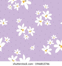 all over white vector flowers pattern on retro violet background