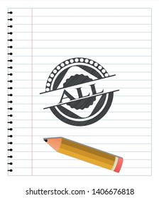 All pencil emblem. Vector Illustration. Detailed.