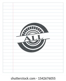 All pencil emblem. Vector Illustration. Detailed.