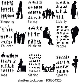 All people activity silhouettes. Vector illustration