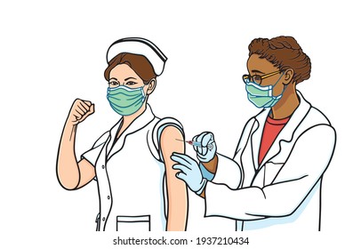 All People affordability privilege or priority to access Coronavirus vaccine and vaccination during coronavirus pandemic Concept. Illustration, line, art, graphic in vector isolated on background.