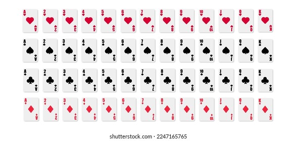 All playing cards icon on white background. Club, diamond, heart, spade illustration.