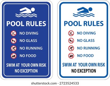 Todas as Regras da Piscina Assinar Não Mergulhar Não Correr Sem Comida Sem Vidro