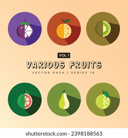 All popular fruits Vector illustrations like avocado watermelon orange banana