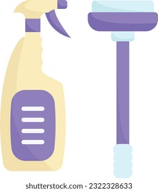 All Purpose Liquid with Scrapper vector icon design, Housekeeping symbol, Office caretaker sign, porter or cleanser equipment stock illustration, Shower Spray with Mini Wiper concept