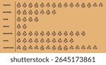 All recycling code icon set with name labels for plastic, battery, metal, paper, glass, biomatter and composites on brown background.
