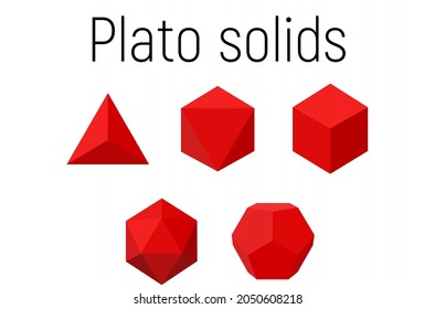 All red plato geometric solids math 