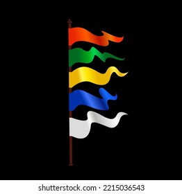 All Religion's Colorful Flag In One Stick Vector. All Colors Flags.