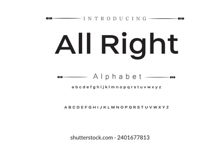 All Right Abstract modern urban alphabet fonts. Typography sport, technology, fashion, digital, future creative logo font. vector illustration