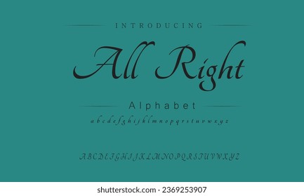 All Right Elegant Font Uppercase Lowercase and Number. Classic Lettering Minimal Fashion Designs. Typography modern serif fonts regular decorative vintage concept. vector illustration