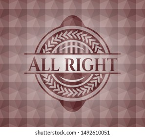 All right red seamless badge with geometric pattern.