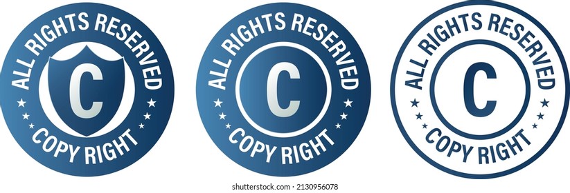 All Rights Reserved, Copy Right, Vector Icon Set, Copyright Notice Abstract