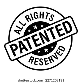 all rights reserved, Patented vector icon, black in color