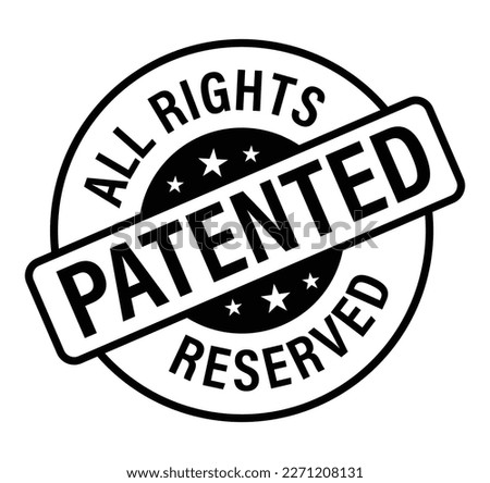 all rights reserved, Patented vector icon, black in color
