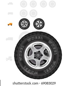 All road wheels. 
The series of the detailed wheels of the different vehicles
