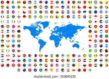 All Round Flags and World Map
Vector Collection of World Flags and Map