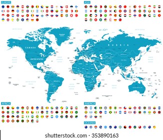All Round Flags and World Map
Vector Collection of World Flags and Map