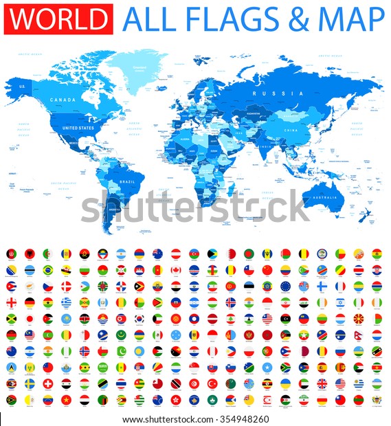 All Round Flags World Map Vector Stock Vector (Royalty Free) 354948260