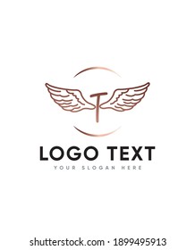 An all round lettered Angel hearts themed and unique display letter type T logo template, Vector logo for business and company identity 