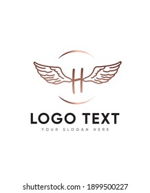 An all round lettered Angel hearts themed and unique display letter type H logo template, Vector logo for business and company identity 