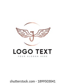 Un tema de todo el ángel con letras redondeadas y una plantilla de logotipo J tipo carta de presentación única, logotipo vector para identidad de empresa y empresa 