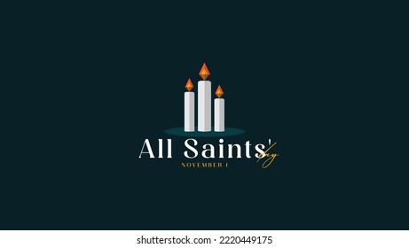 All saints' day background. With Candles From Origami Paper. Commemorating all saints' day on 01 November. Suitable for banners, social media, posters, templates, etc