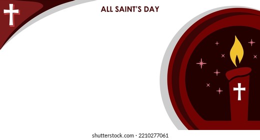 All Saints Day Background with copy space area. illustration of burning candle and catholic symbol. Suitable for use for the event.