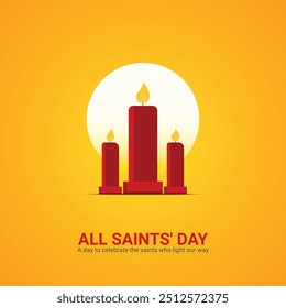 All Saints' Day banner Background. Saints' Day Creative for social media post. 3D illustration.