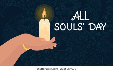 Alle Heiligen Tag horizontale Vektorgrafik. Dark All Souls Day Design-Banner.