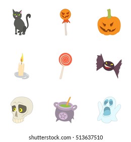 All saints day icons set. Cartoon illustration of 9 all saints day vector icons for web