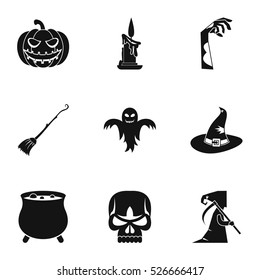 All saints day icons set. Simple illustration of 9 all saints day vector icons for web