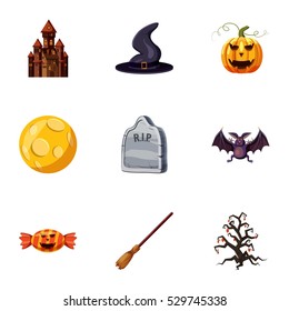 All saints day icons set. Cartoon illustration of 9 all saints day vector icons for web