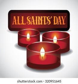 All Saints Day red votive candles design. EPS 10 vector illustration for holidays, religion, greeting card, advertising, social media, blog