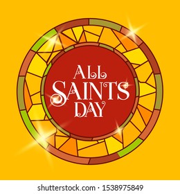 All saints day stained glass vector illustration