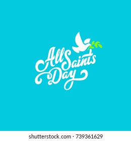 All Saints Day Text Lettering calligraphic composition vector Poster template.