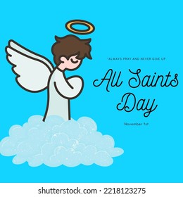 All Saints Day Vector with blue background